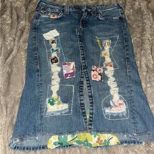 True Religion Patchwork Denim Skirt